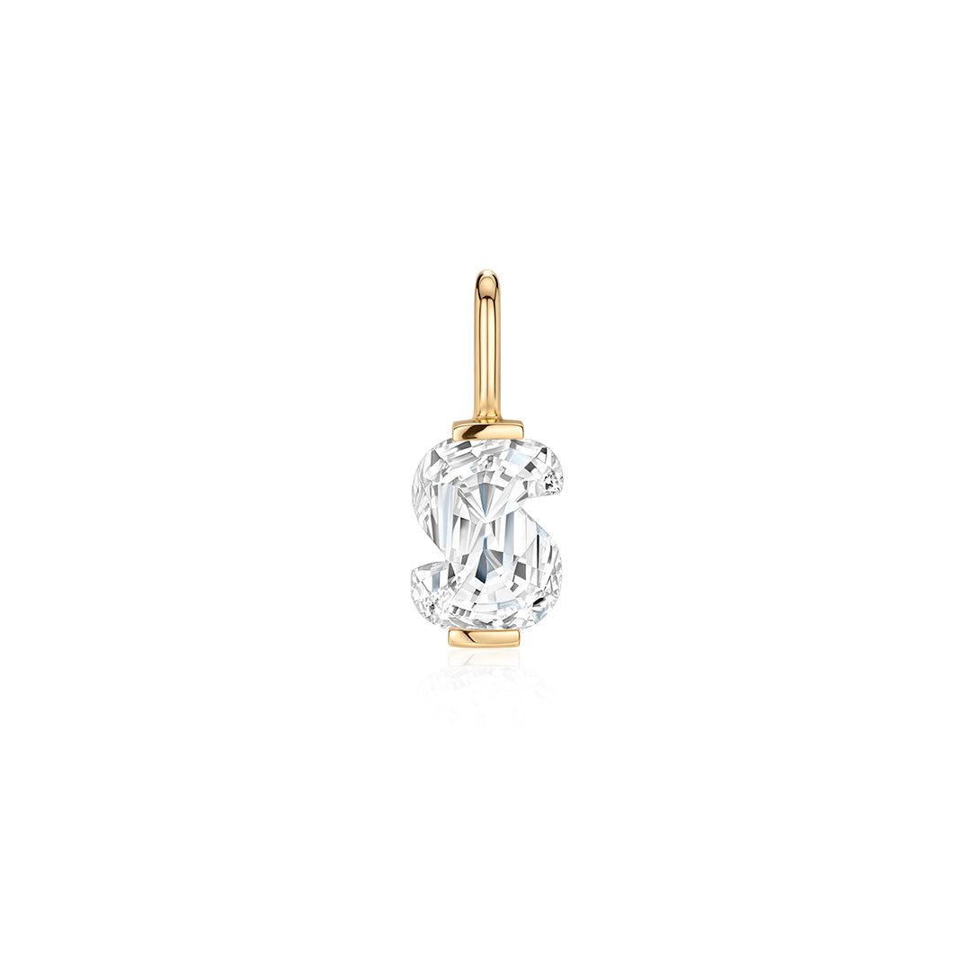 14K Letter-Cut Lab Diamond Initial Pendant - Nolita