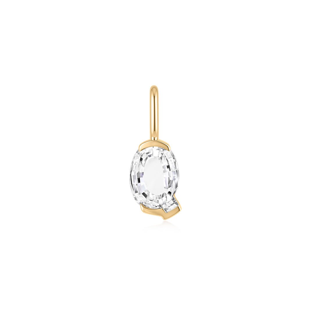 14K Letter-Cut Lab Diamond Initial Pendant - Nolita