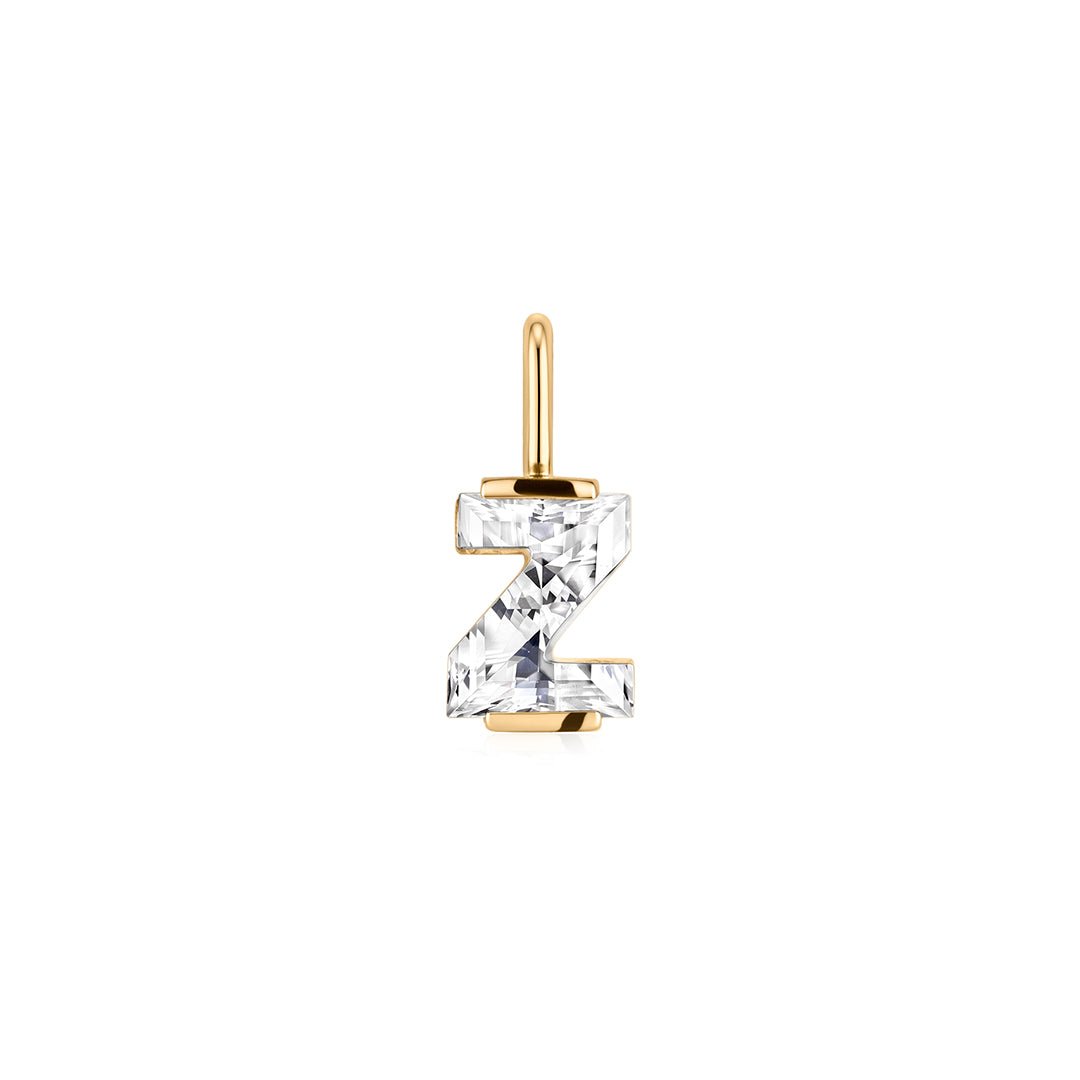 14K Letter-Cut Lab Diamond Initial Pendant - Nolita