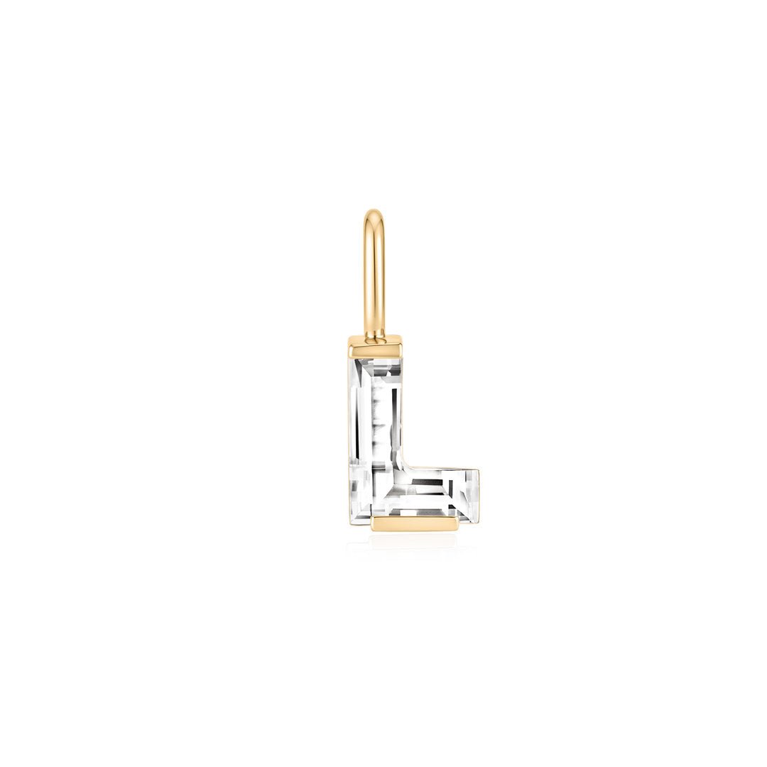 14K Letter-Cut Lab Diamond Initial Pendant - Nolita