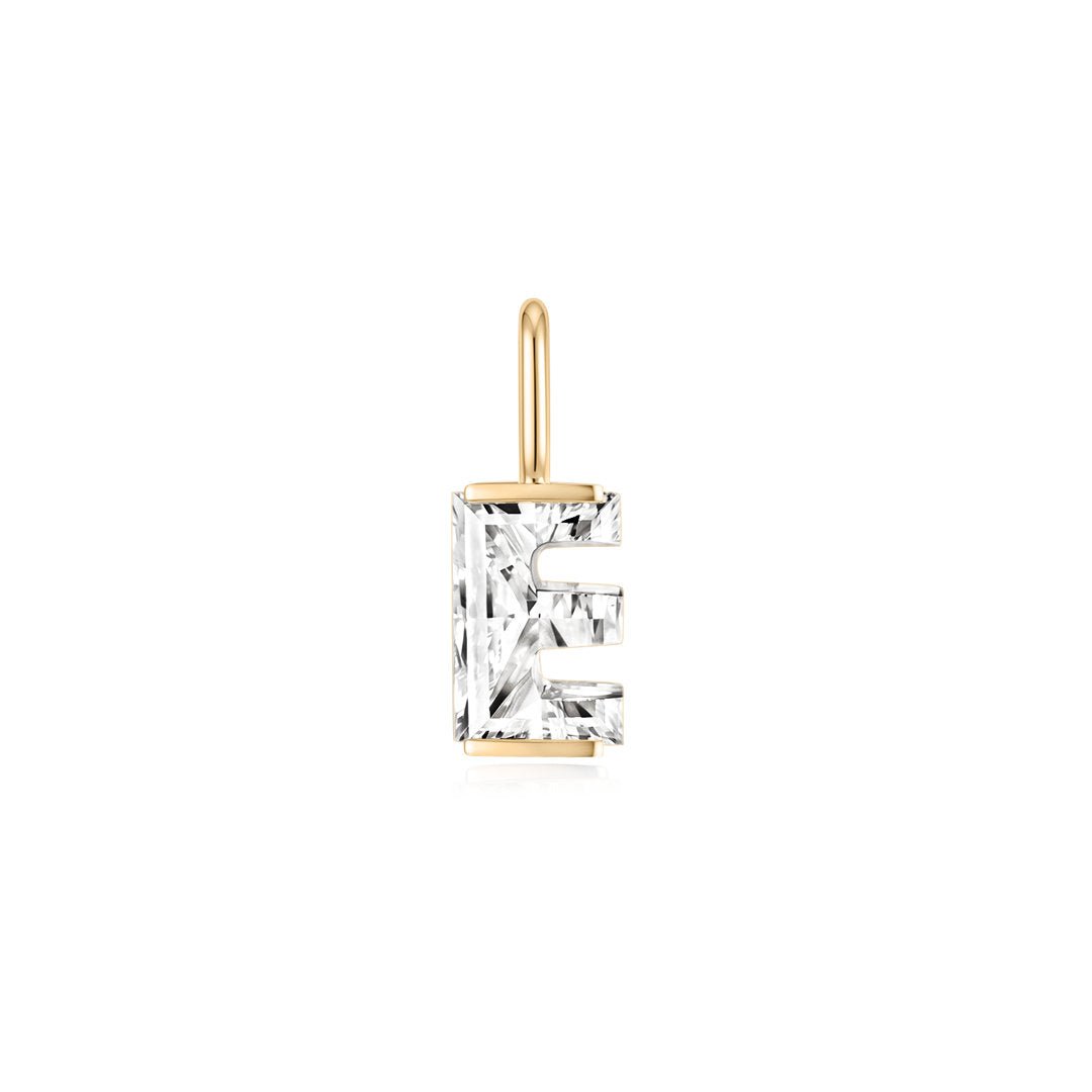 14K Letter-Cut Lab Diamond Initial Pendant - Nolita