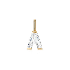 14K Letter-Cut Lab Diamond Initial Pendant