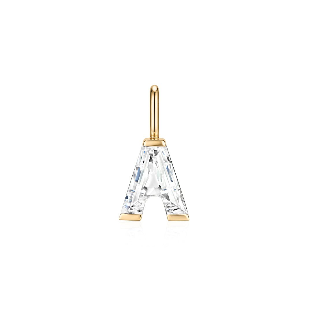 14K Letter-Cut Lab Diamond Initial Pendant - Nolita