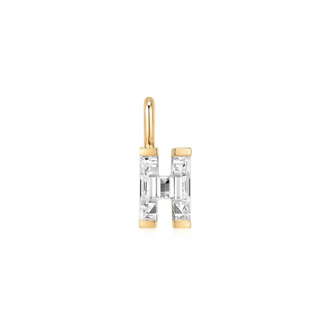 14K Letter-Cut Lab Diamond Initial Pendant - Nolita