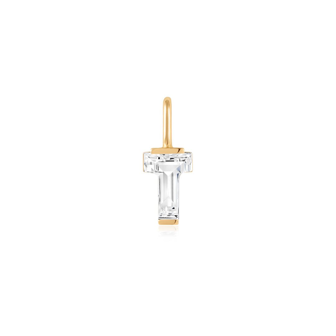 14K Letter-Cut Lab Diamond Initial Pendant - Nolita
