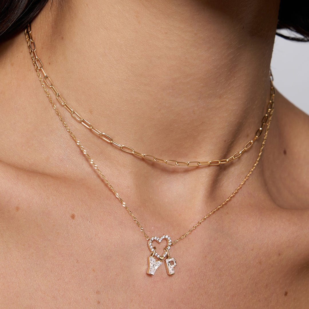 14K Letter-Cut Lab Diamond Initial Pendant - Nolita