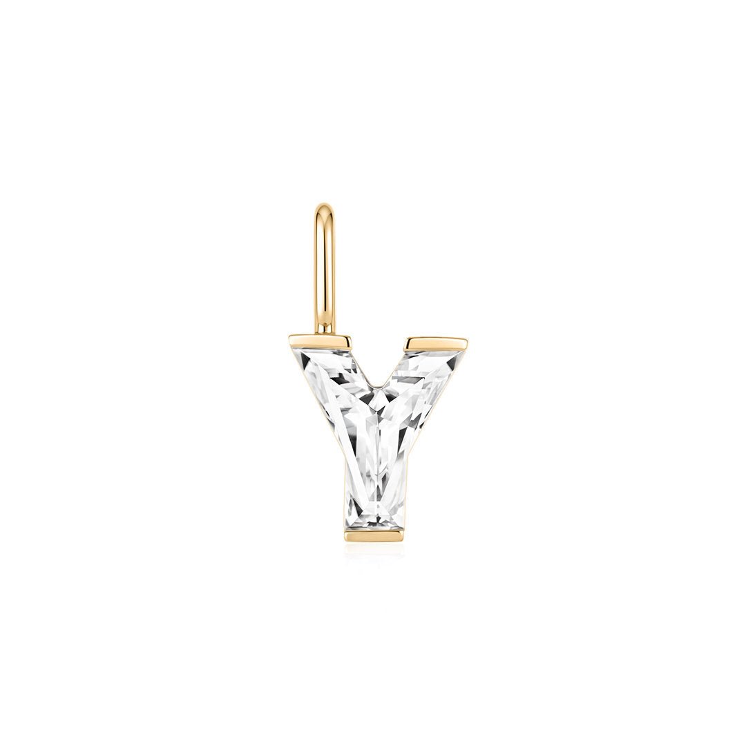 14K Letter-Cut Lab Diamond Initial Pendant - Nolita