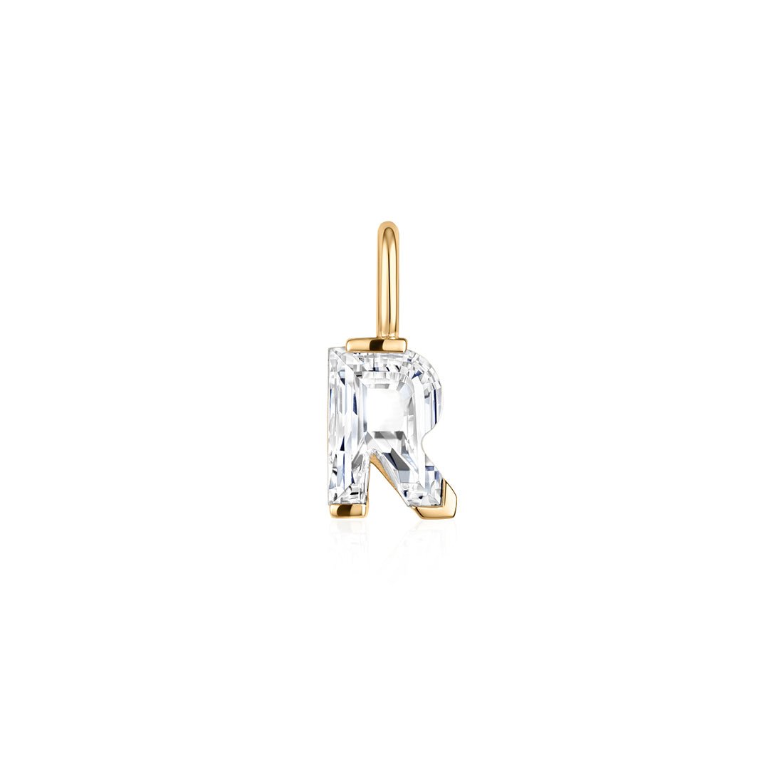 14K Letter-Cut Lab Diamond Initial Pendant - Nolita