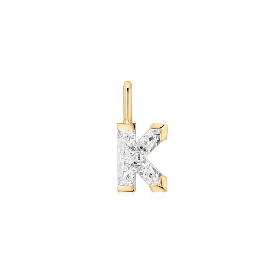 14K Letter-Cut Lab Diamond Initial Pendant - Nolita