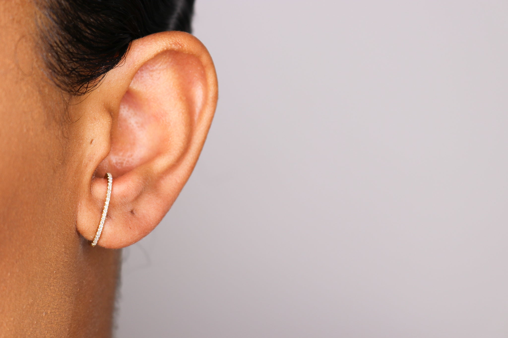 14K Long Diamond Ear Cuff - Nolita