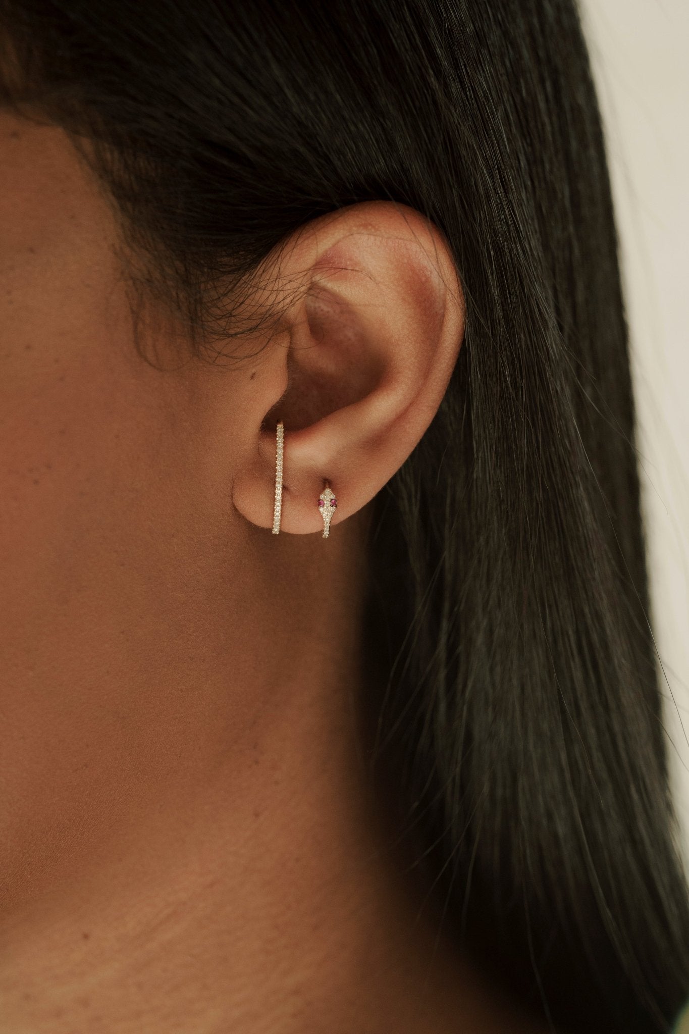 14K Long Diamond Ear Cuff - Nolita