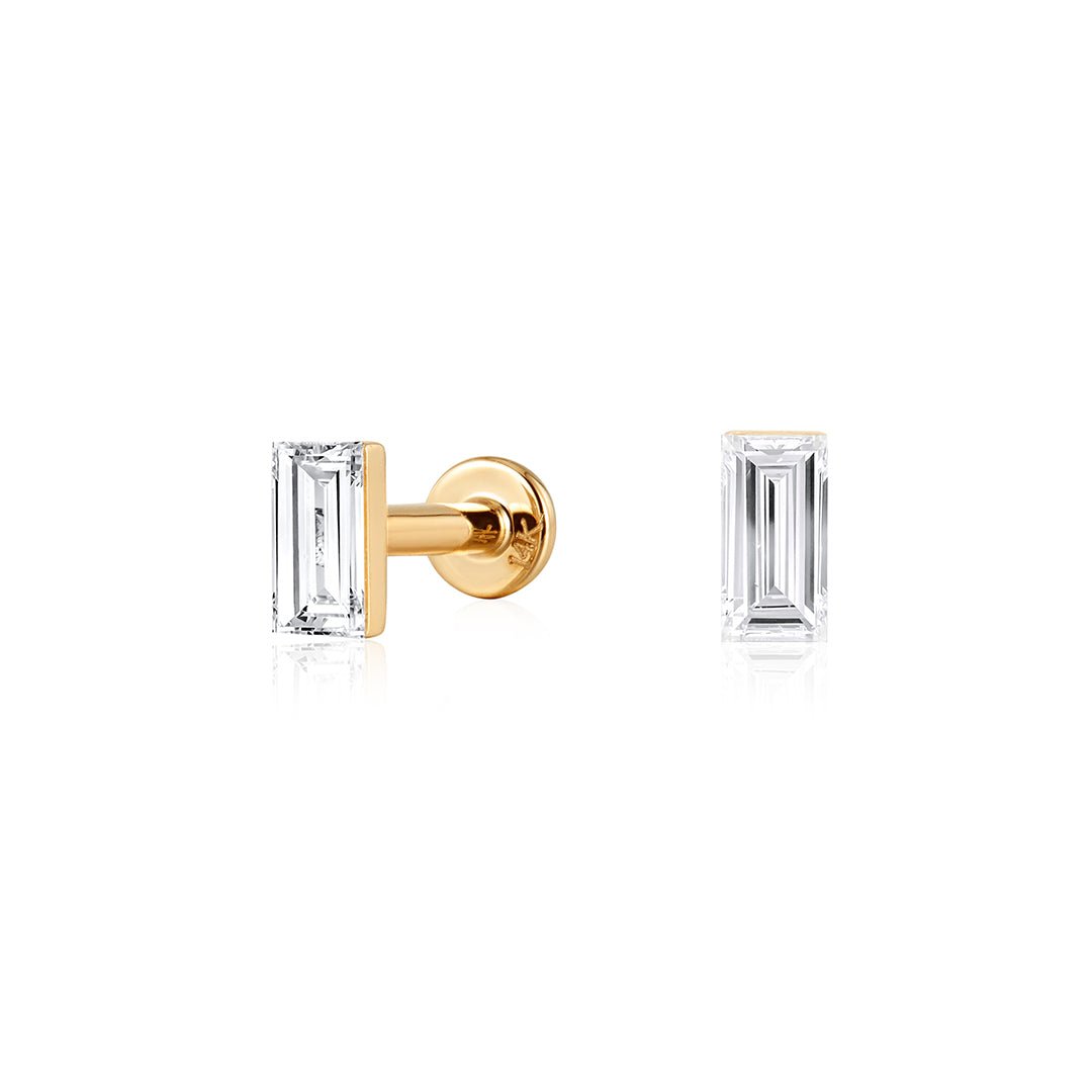 14K Lumière Baguette Lab Diamond Stud - Nolita