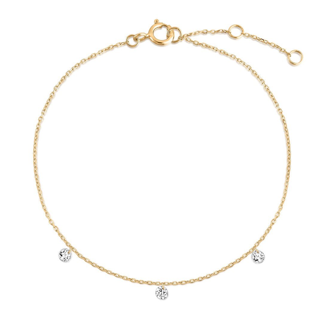 14K Luna Drilled Round Lab Diamond Station Bracelet - Nolita