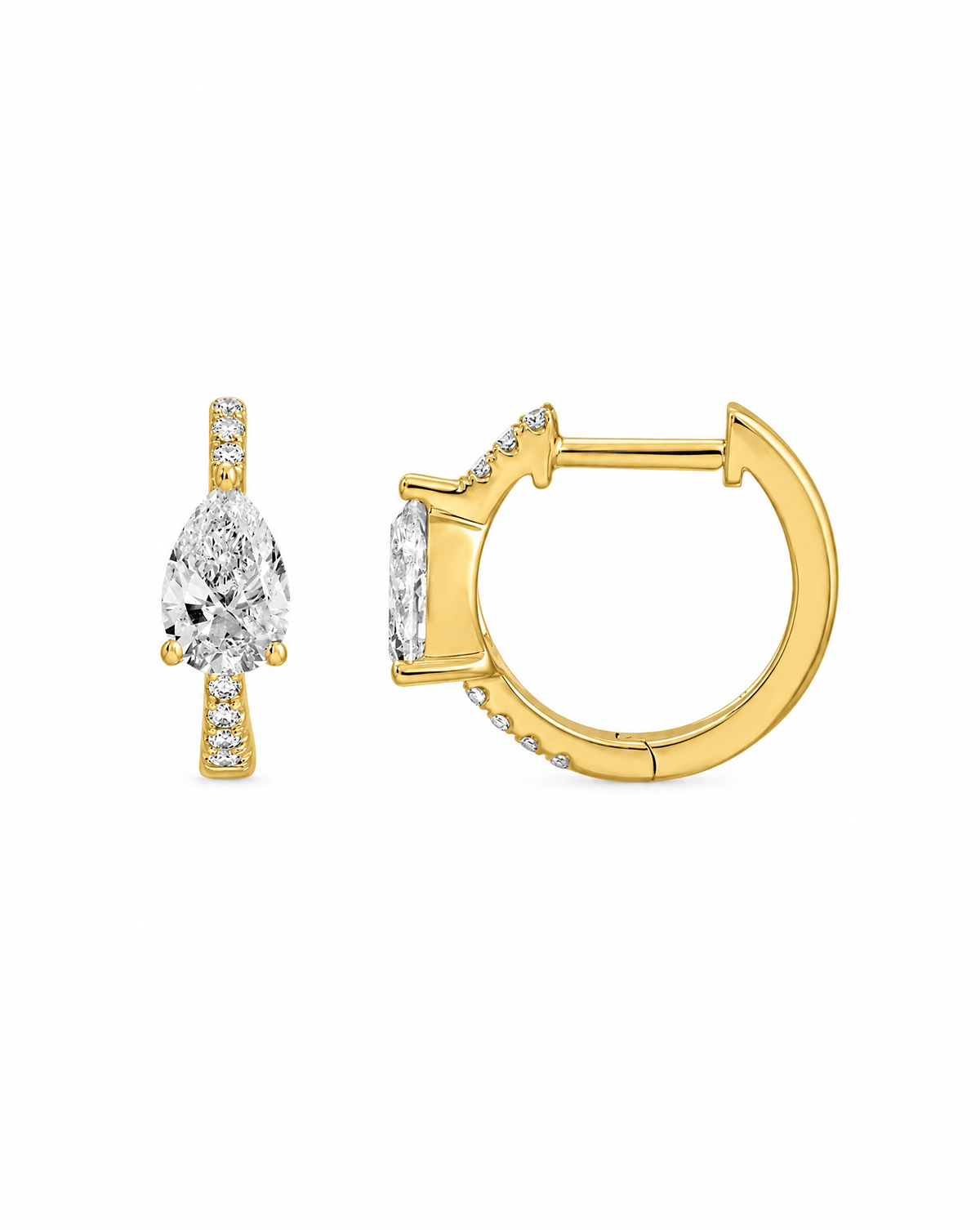14K Madeline Pear Lab Diamond Pavé Huggies - Nolita