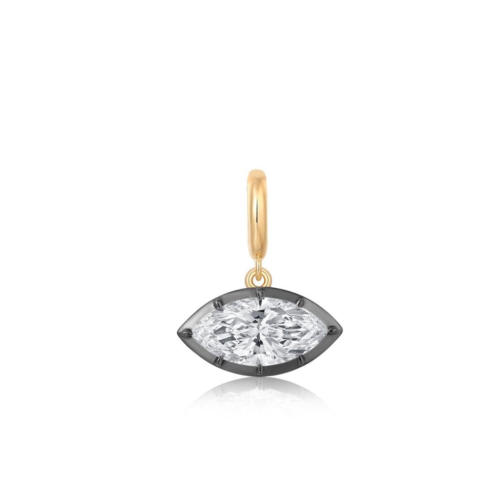14K Marquise Georgian Lab Grown Diamond Pendant - Nolita