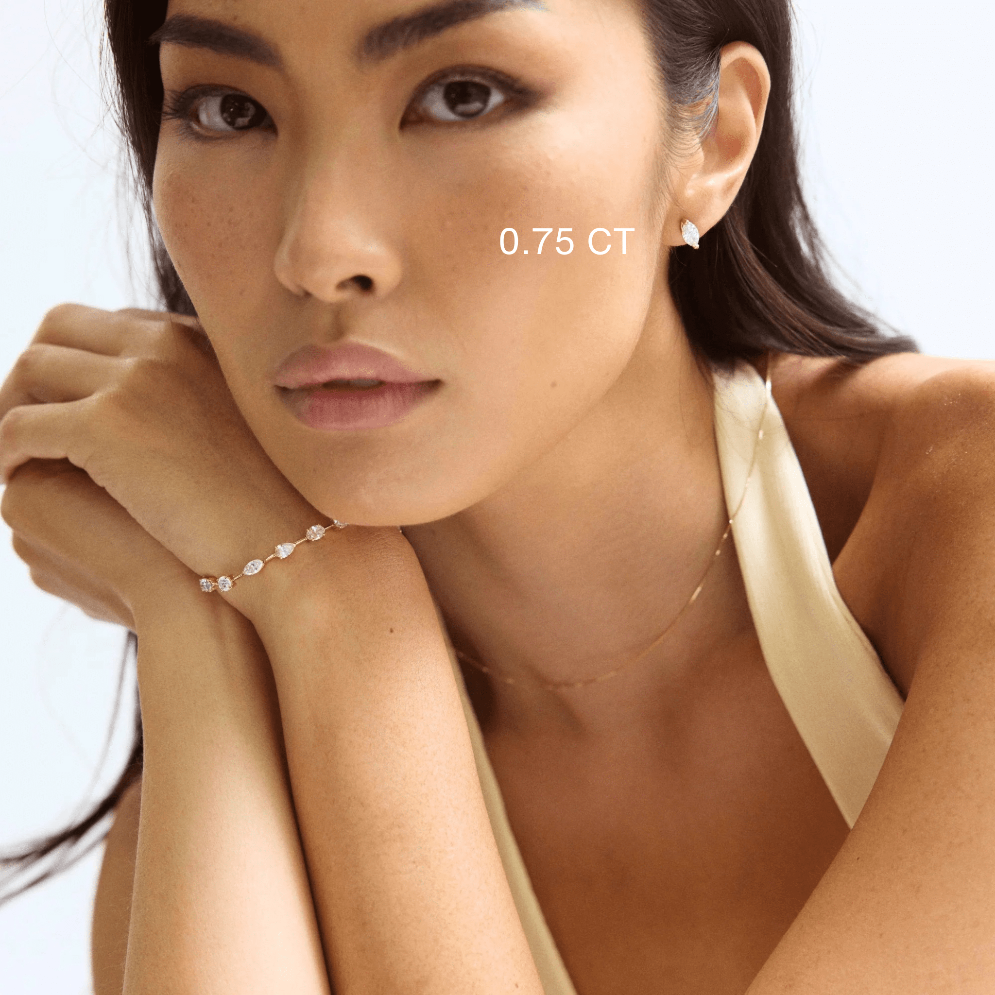 14K Marquise Lab Grown Diamond Flat Back Single Stud - Nolita
