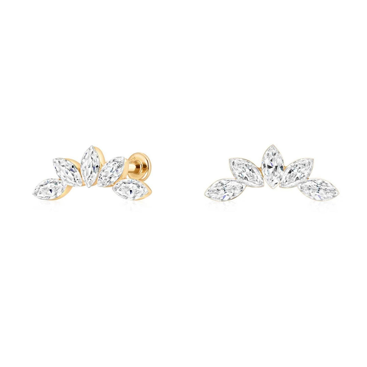 14K Marquise Starburst Lab Diamond Flat Back Stud - Nolita