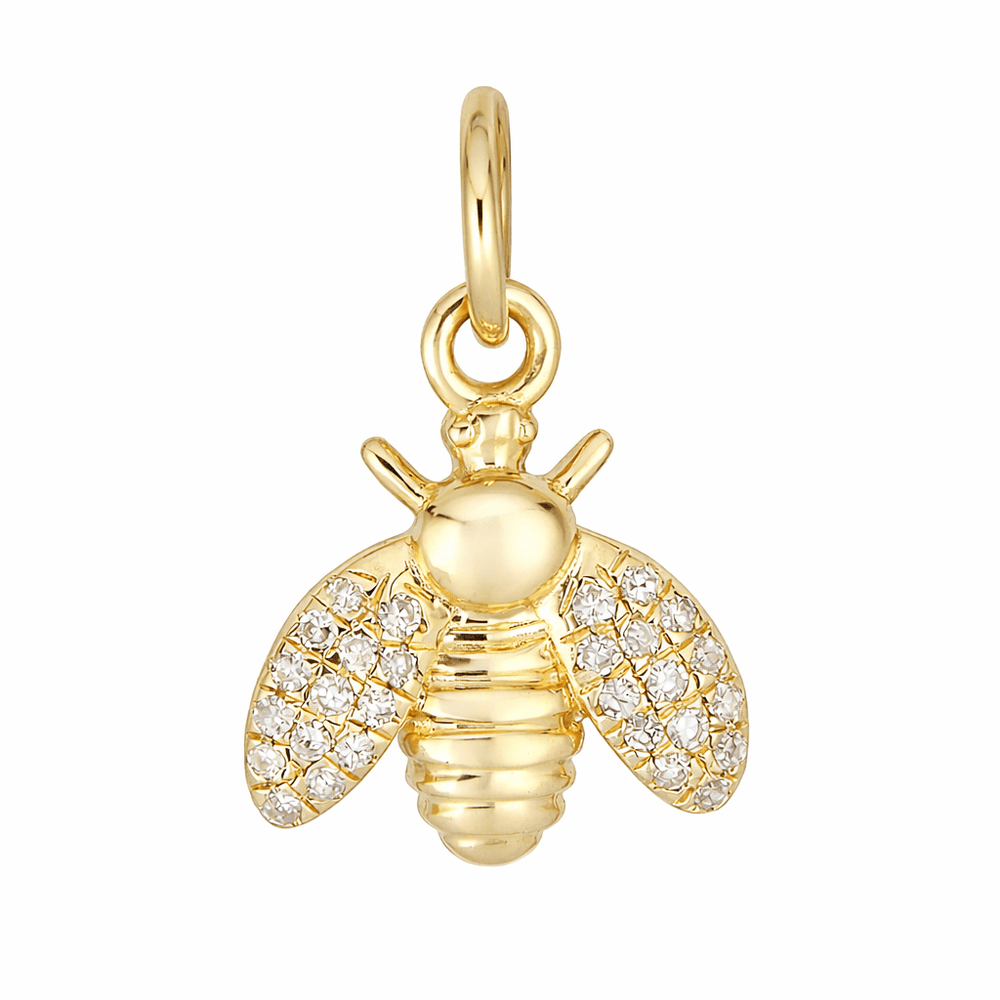 14K Mini Diamond Bee Charm