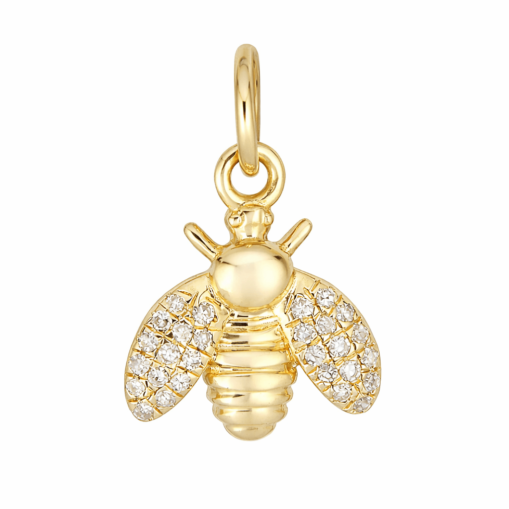 14K Mini Diamond Bee Charm - Nolita