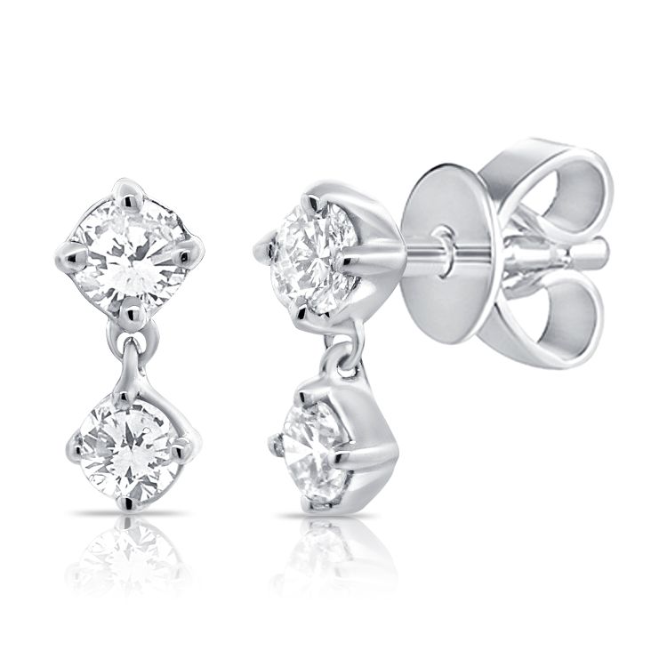 14K Mini Diamond Drop Studs - Nolita