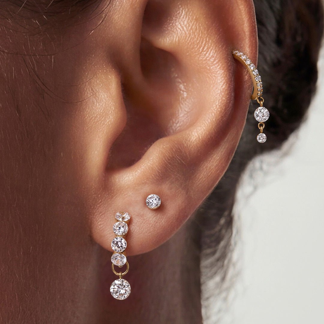 14K Nova Invisible Lab Diamond Flat Back Stud - Nolita