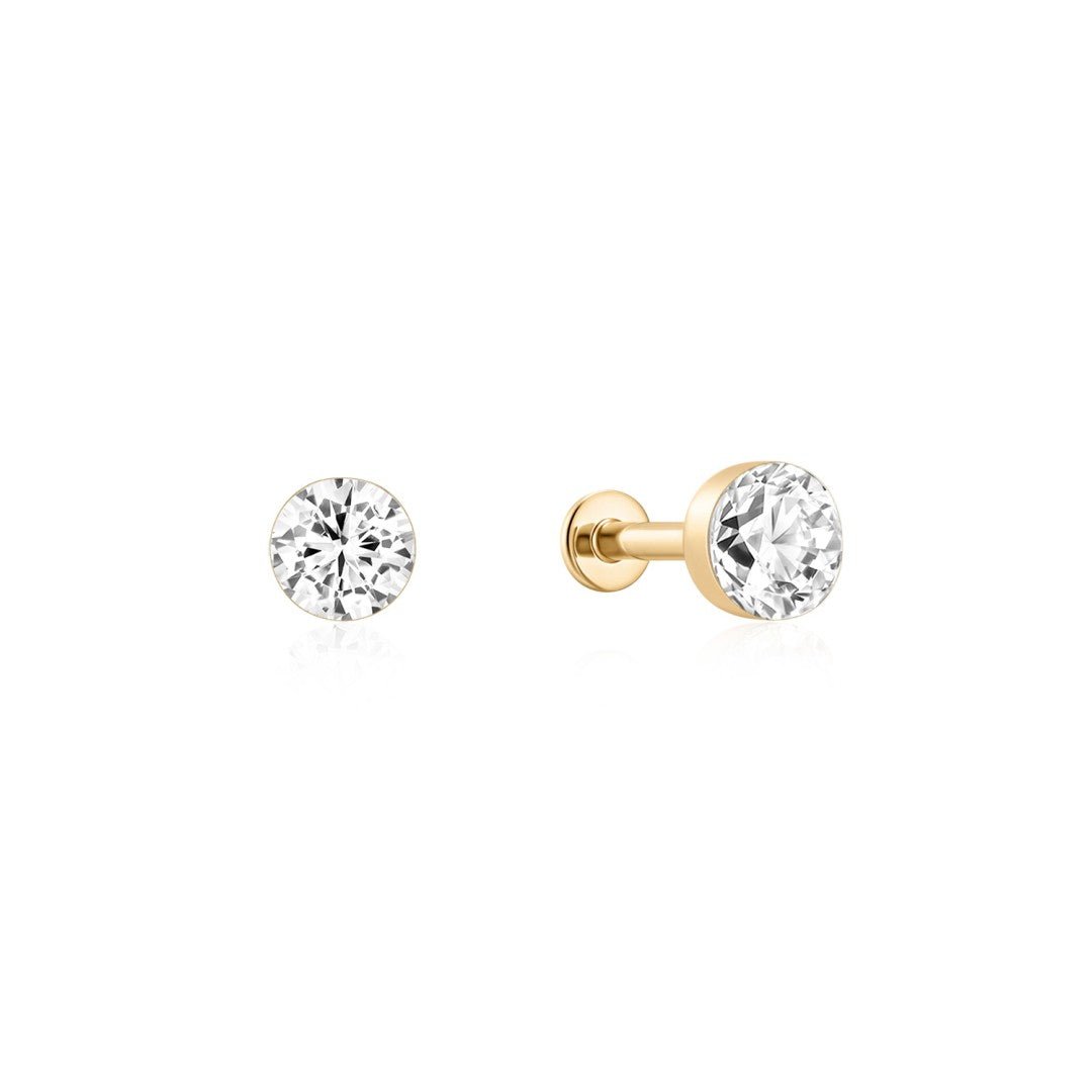 14K Nova Invisible Lab Diamond Flat Back Stud - Nolita