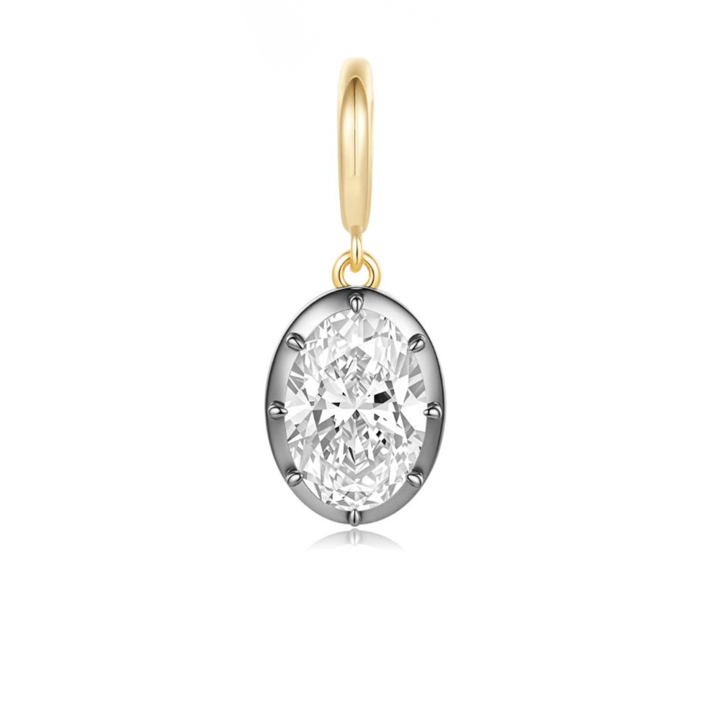 14K Oval Georgian Lab Grown Diamond Pendant
