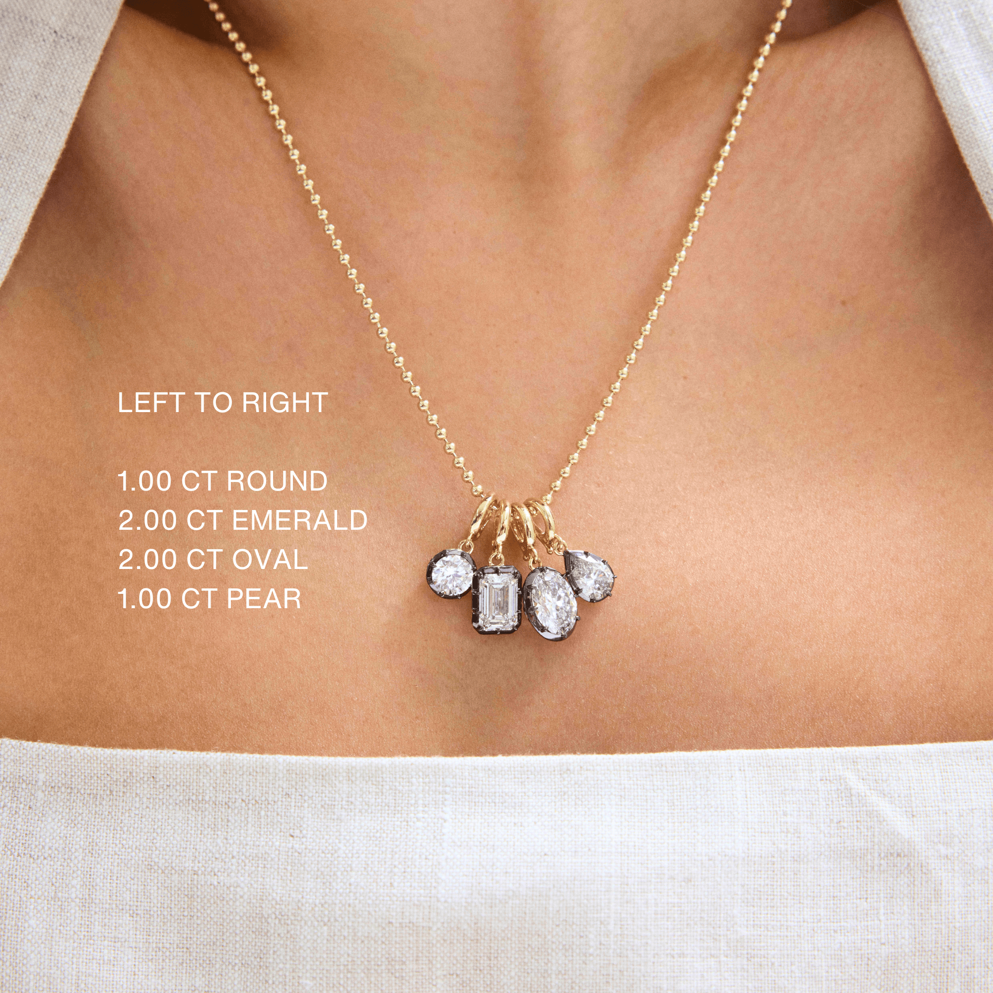 14K Oval Georgian Lab Grown Diamond Pendant - Nolita