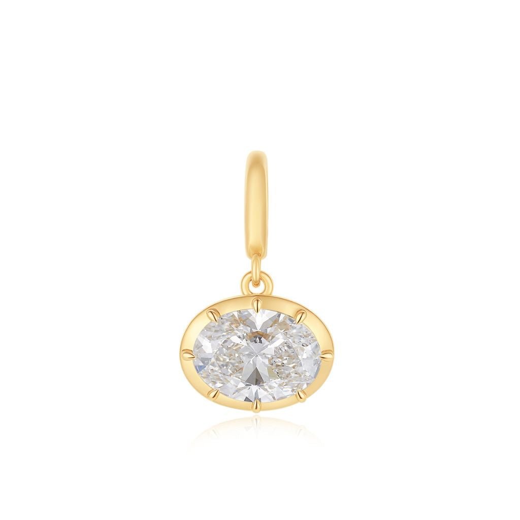 14K Oval Georgian Lab Grown Diamond Pendant - Nolita