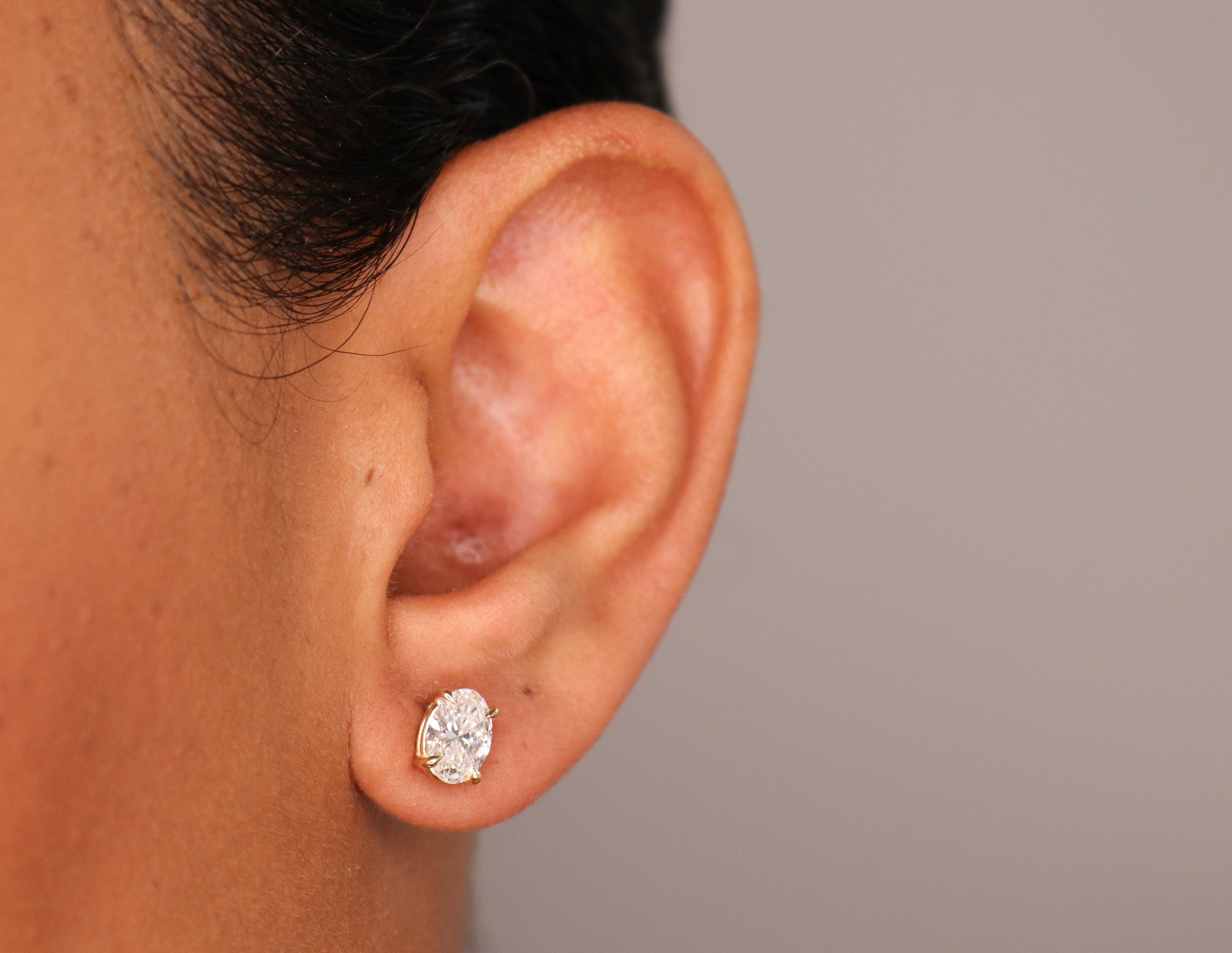 14K Oval Lab Grown Diamond Stud Earrings - Nolita