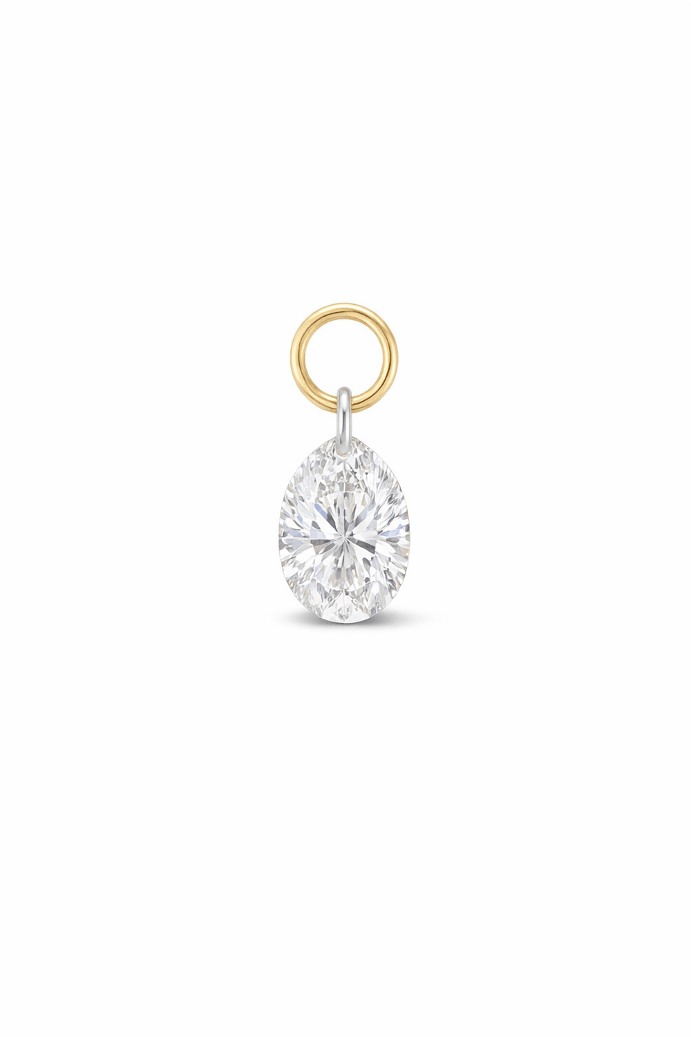 14K Oval Lab Grown Drilled Diamond Ear Charm