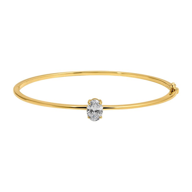 14K Oval Shape Lab Diamond Bangle - Nolita