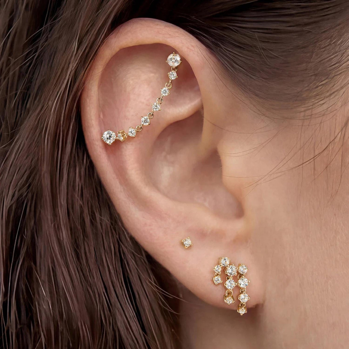 14K Pavé Dome Lab Diamond Flat Back Stud - Nolita
