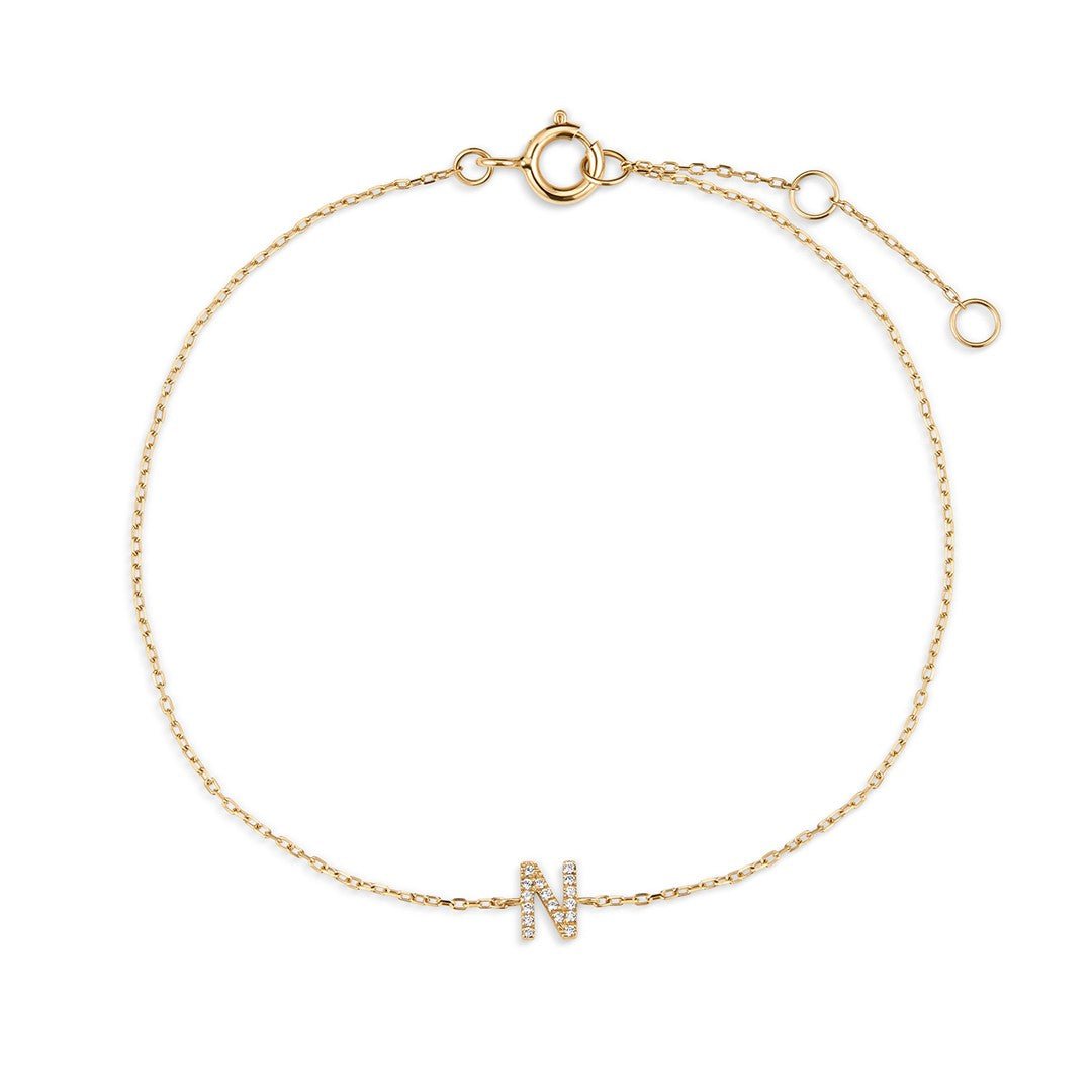 14K Pavé Initial Lab Diamond Chain Bracelet - Nolita