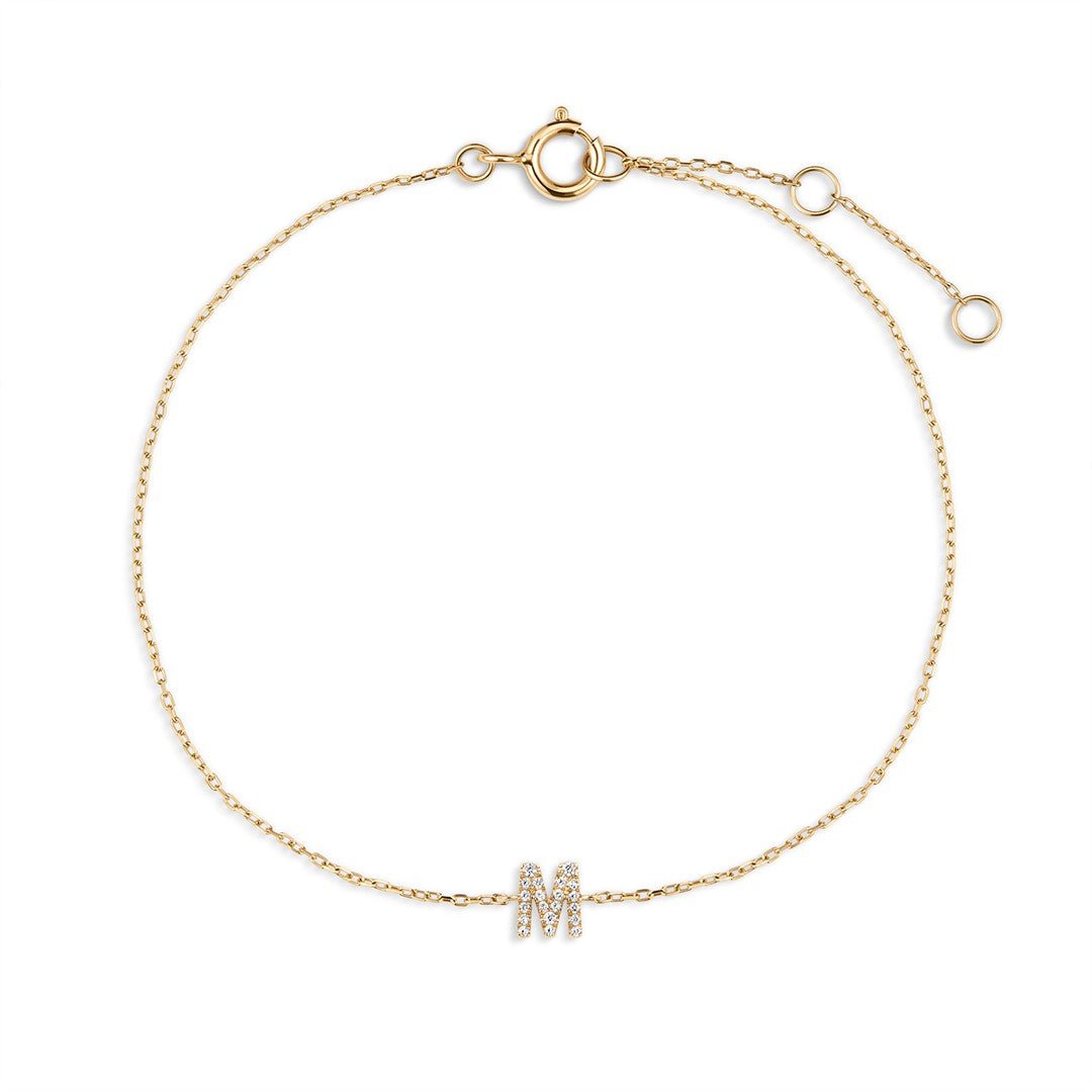 14K Pavé Initial Lab Diamond Chain Bracelet - Nolita