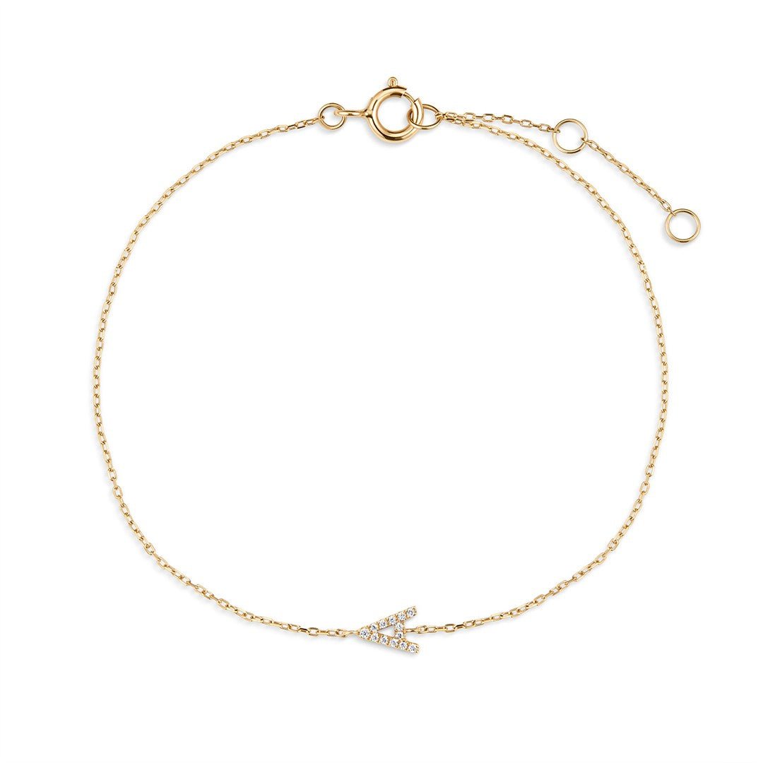 14K Pavé Initial Lab Diamond Chain Bracelet - Nolita