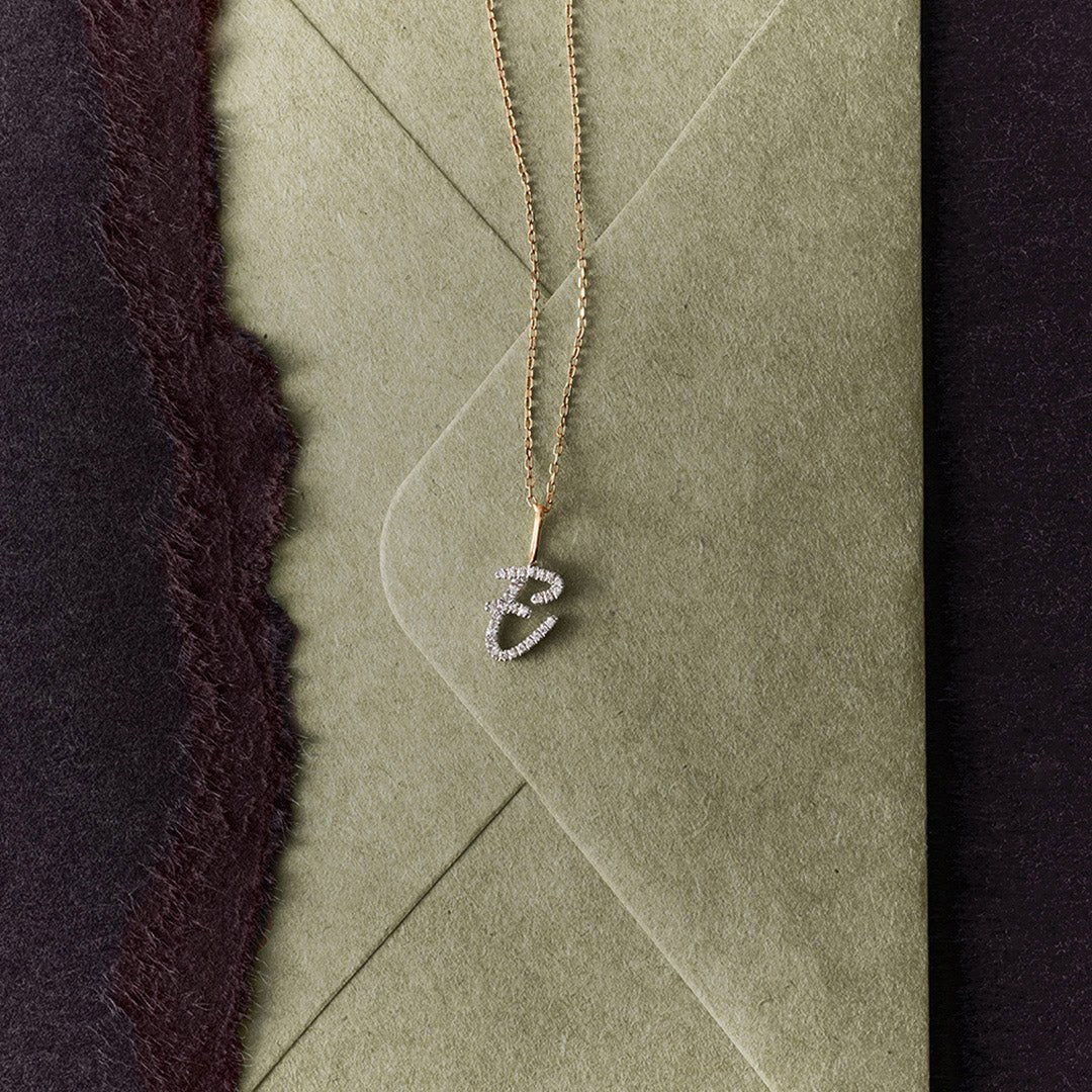 14K Pavé Initial Lab Diamond Necklace - Nolita
