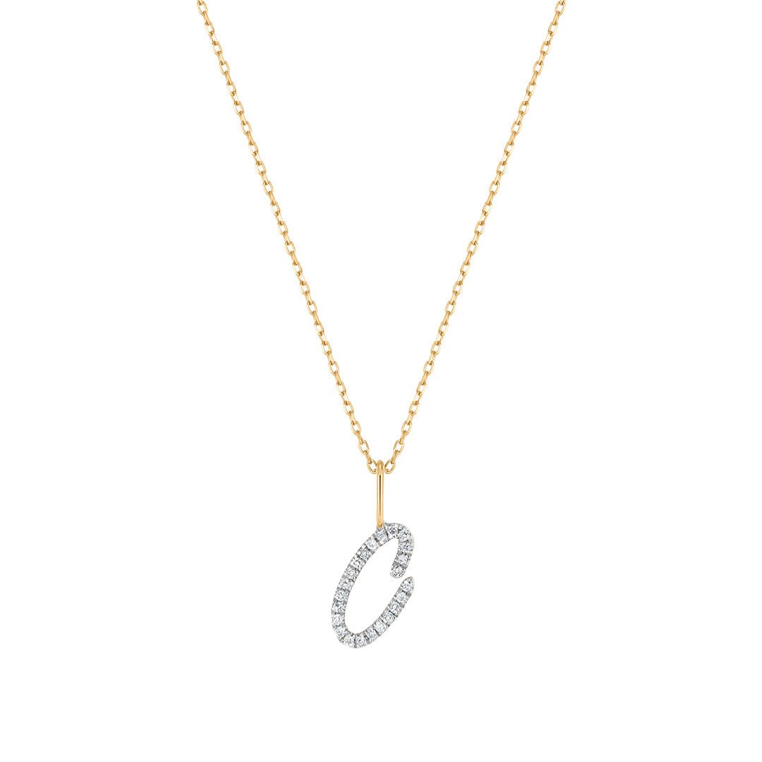 14K Pavé Initial Lab Diamond Necklace - Nolita