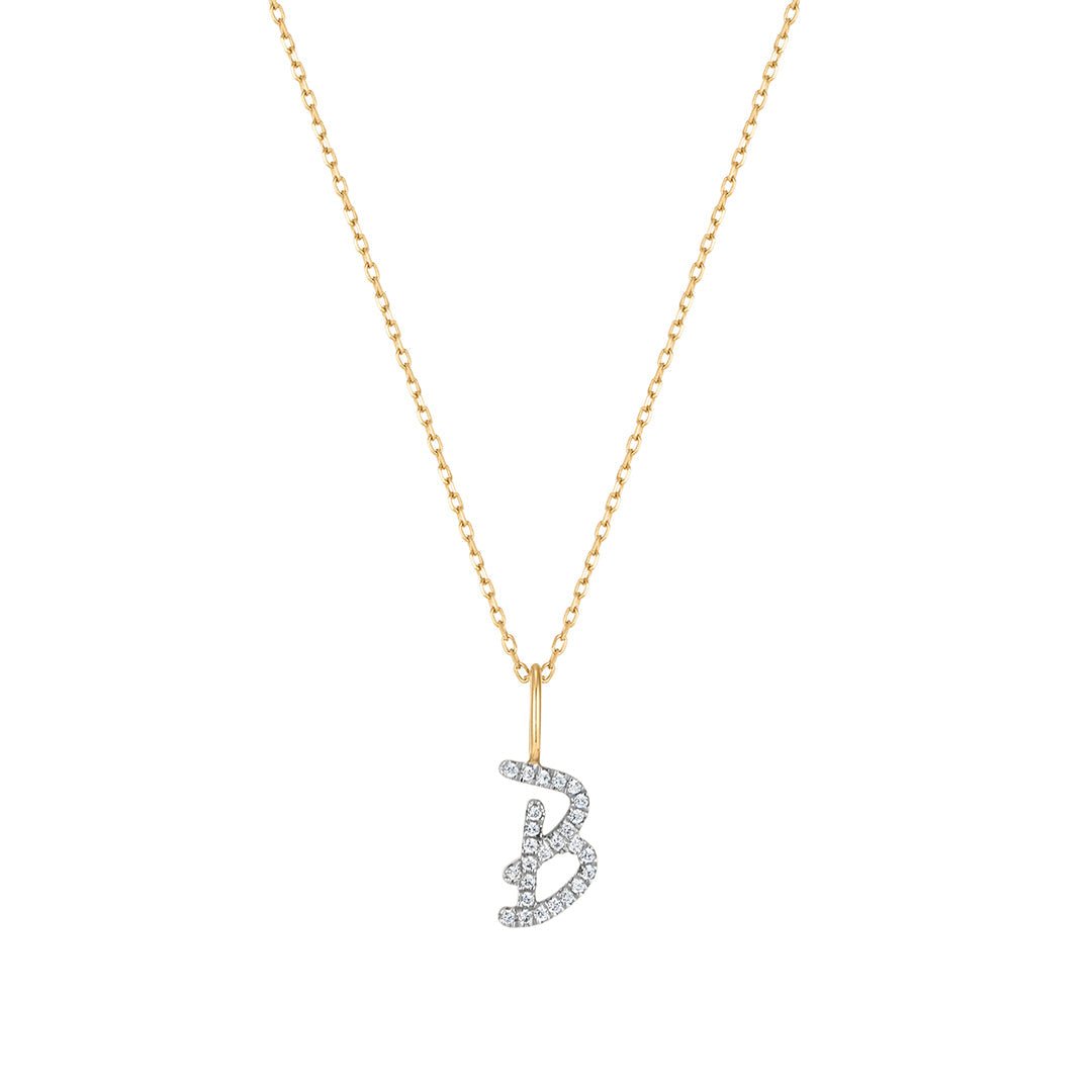 14K Pavé Initial Lab Diamond Necklace - Nolita