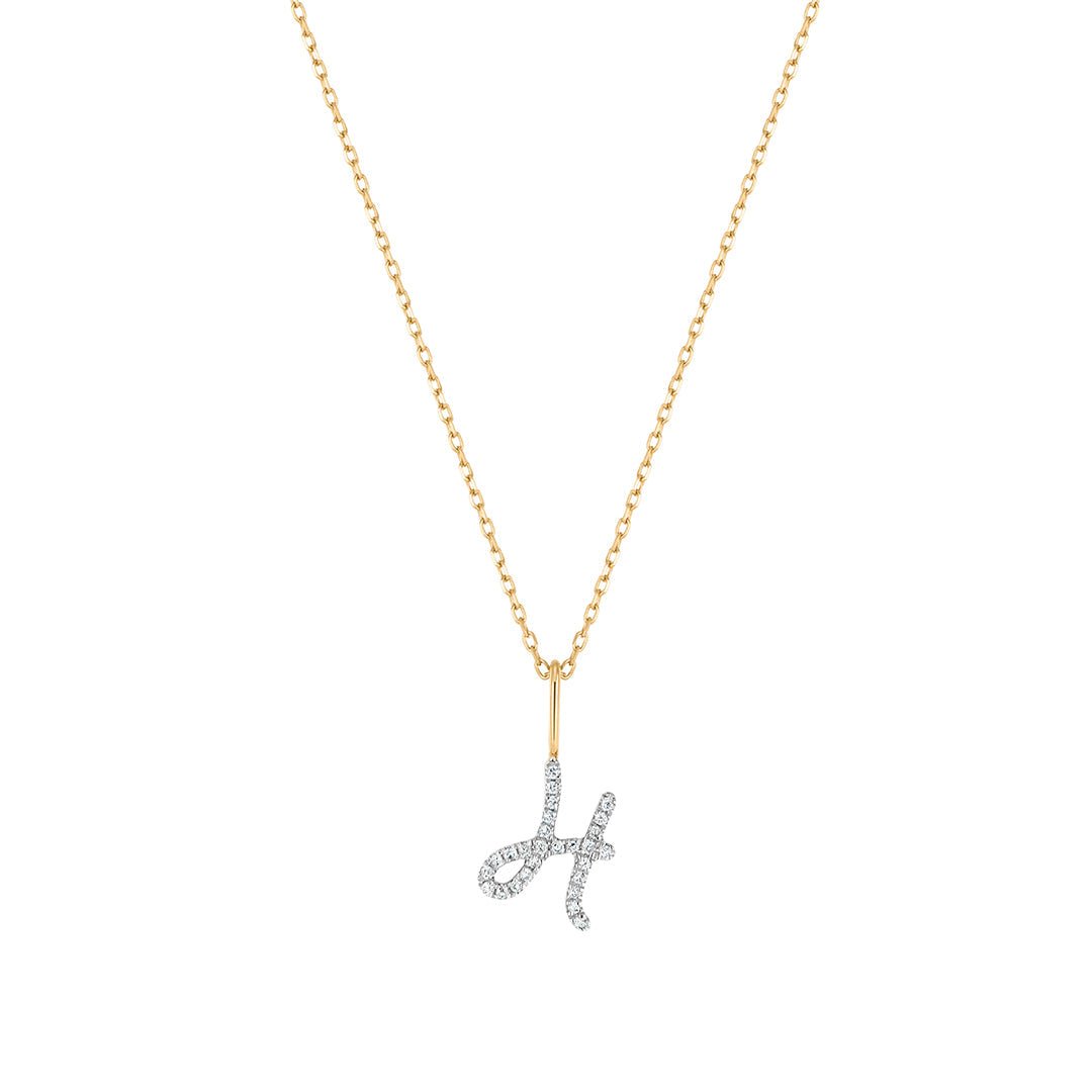 14K Pavé Initial Lab Diamond Necklace - Nolita