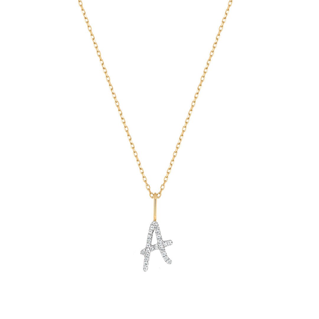 14K Pavé Initial Lab Diamond Necklace - Nolita