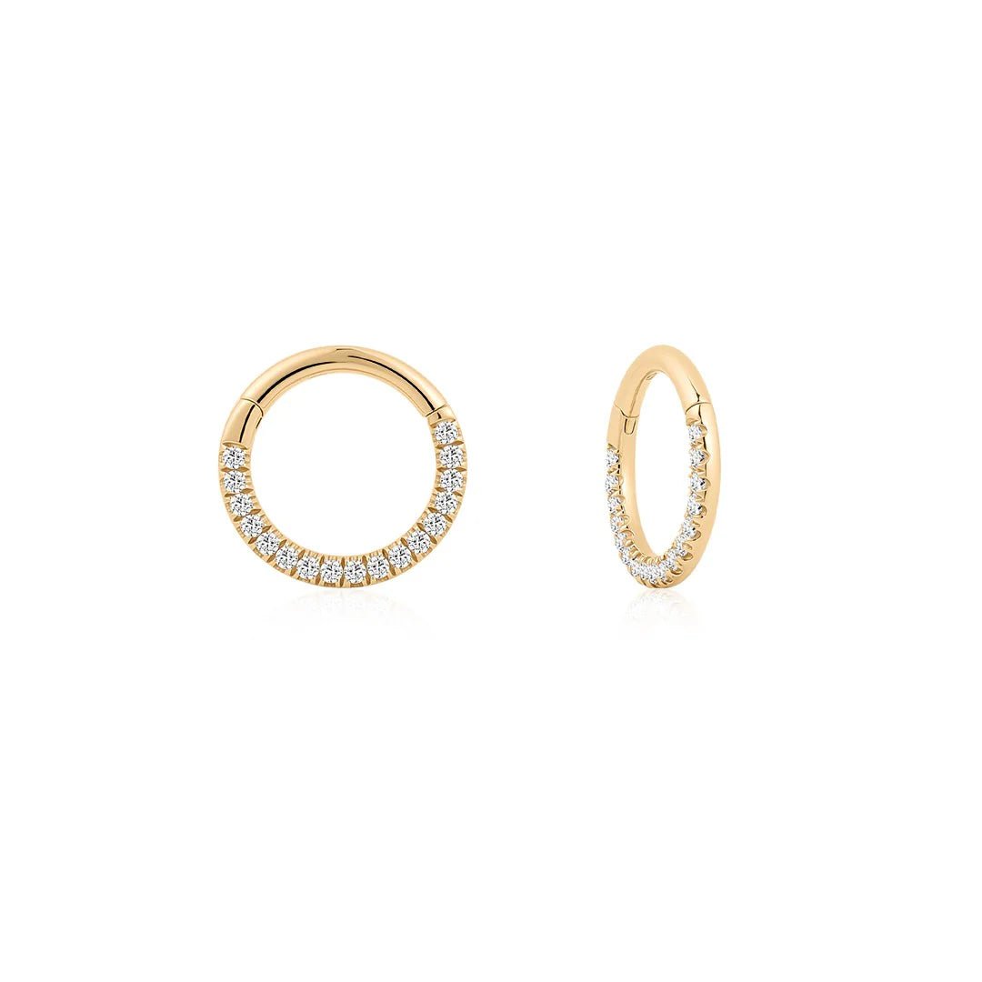 14K Pavé Lab Diamond Clicker Hoop - Nolita