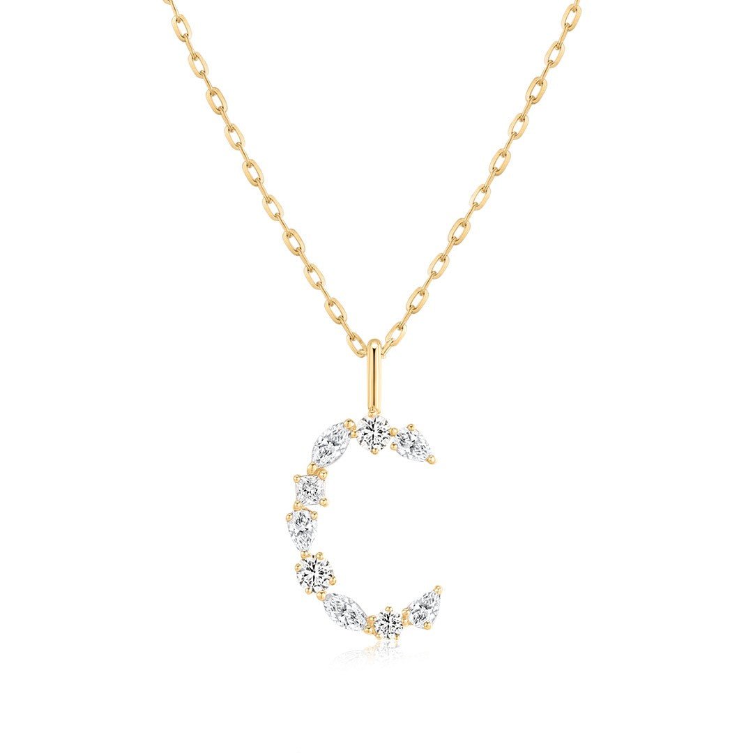 14K Pavé Lab Diamond Initial Necklace - Nolita