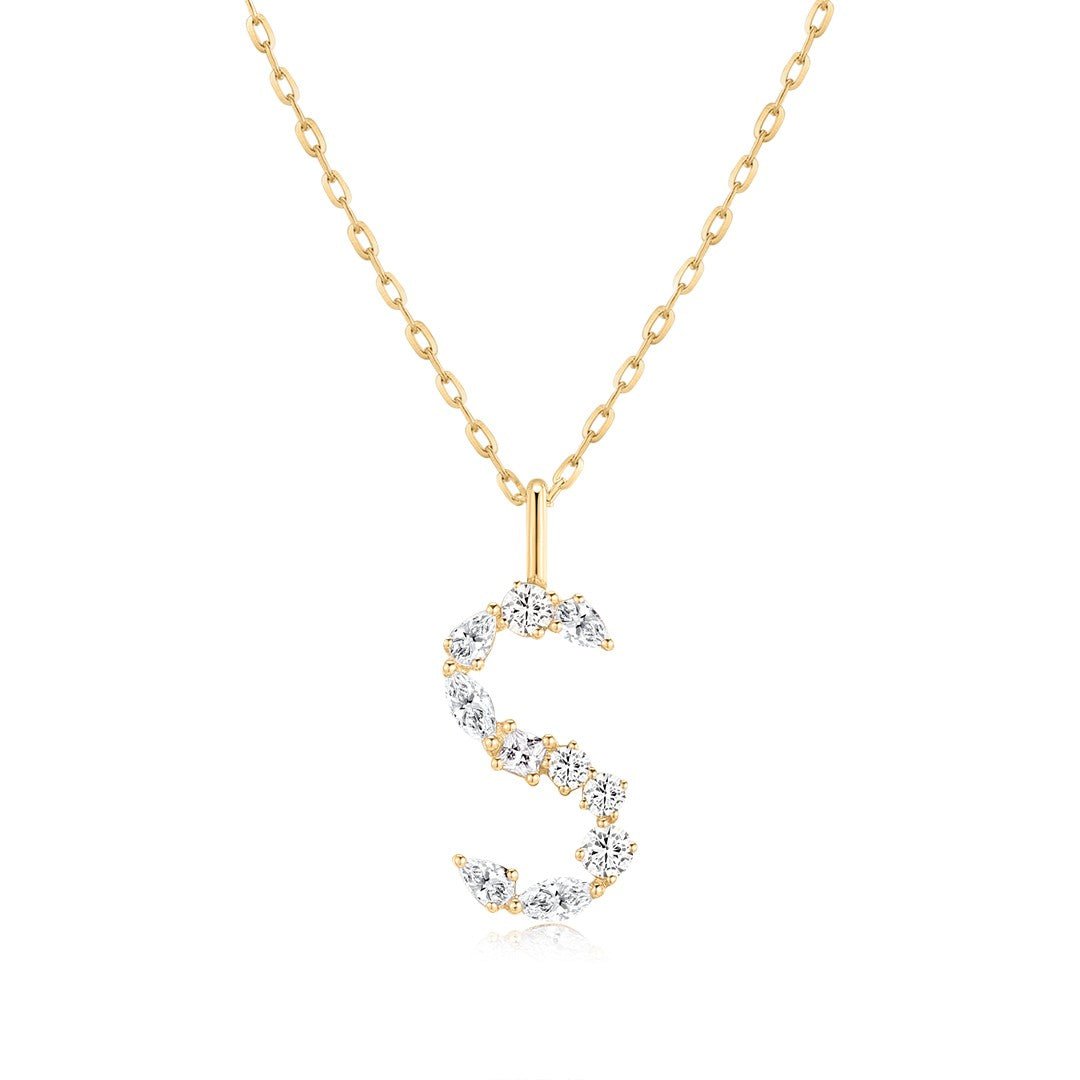 14K Pavé Lab Diamond Initial Necklace - Nolita