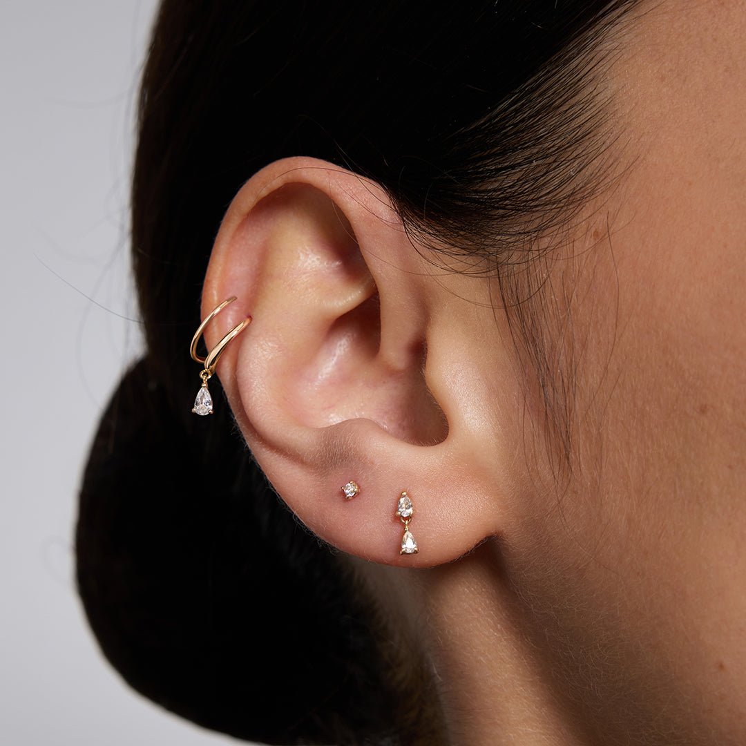 14K Pear Double Hoop Lab Diamond Earrings - Nolita