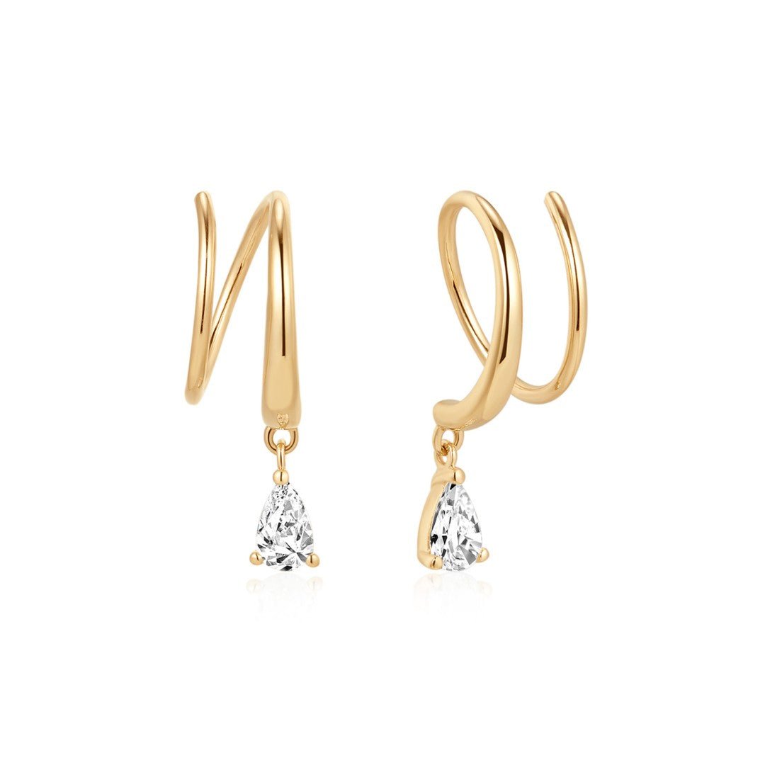 14K Pear Double Hoop Lab Diamond Earrings - Nolita
