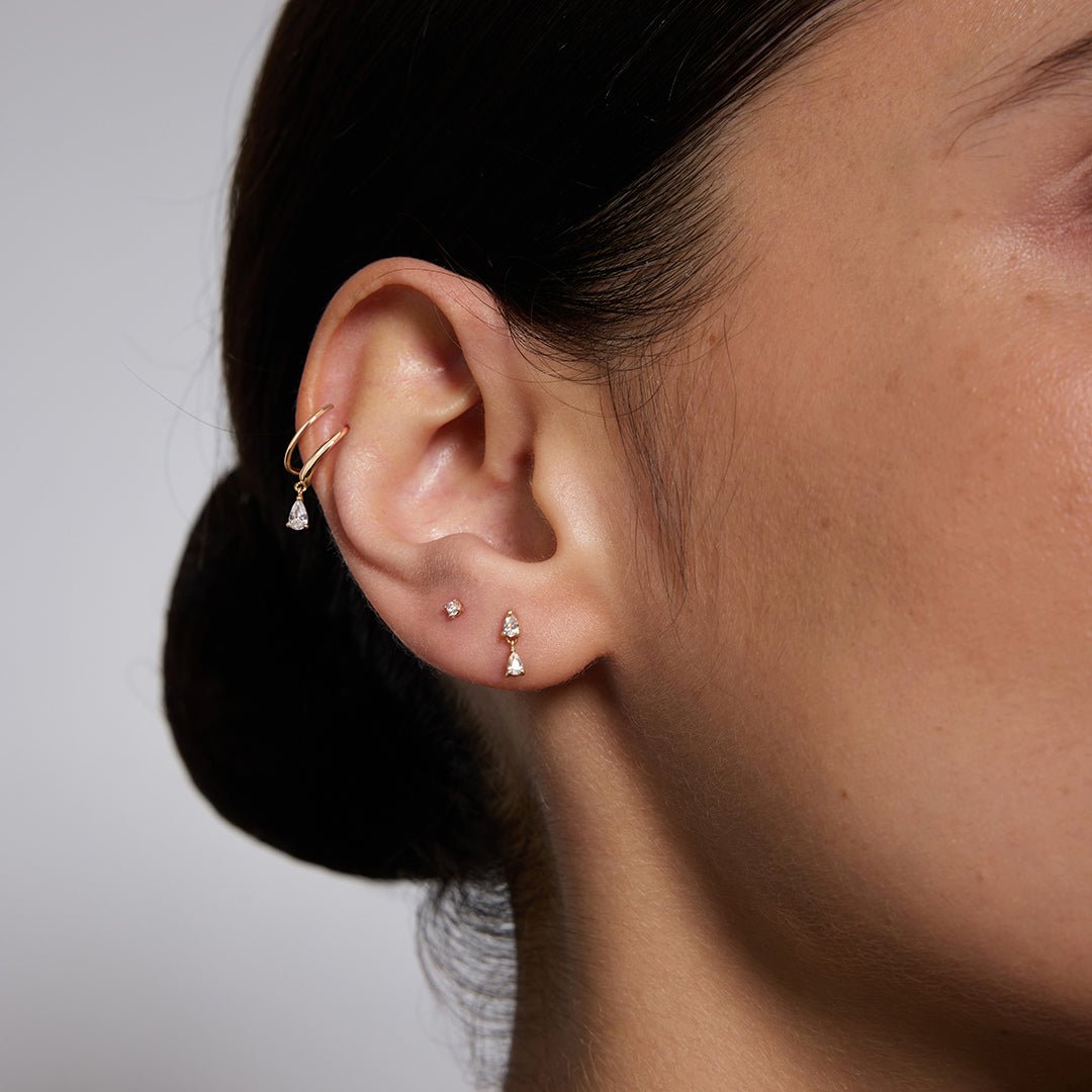14K Pear Double Hoop Lab Diamond Earrings - Nolita