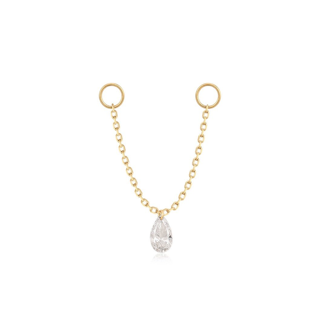 14K Pear Drilled Lab Diamond Connector Charm - Nolita