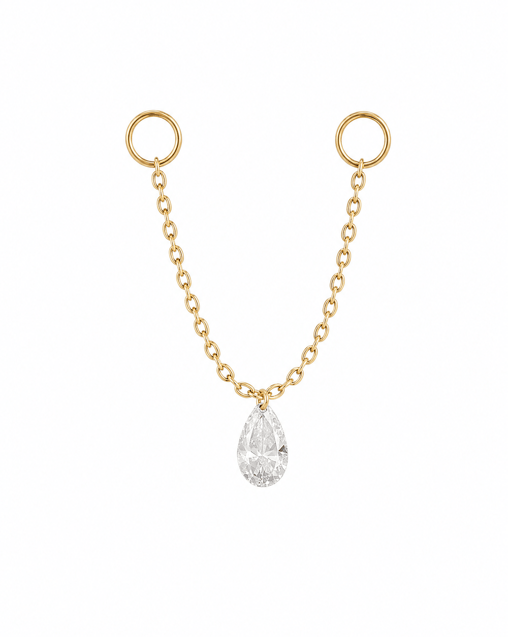 14K Pear Drilled Lab Diamond Earring Connector