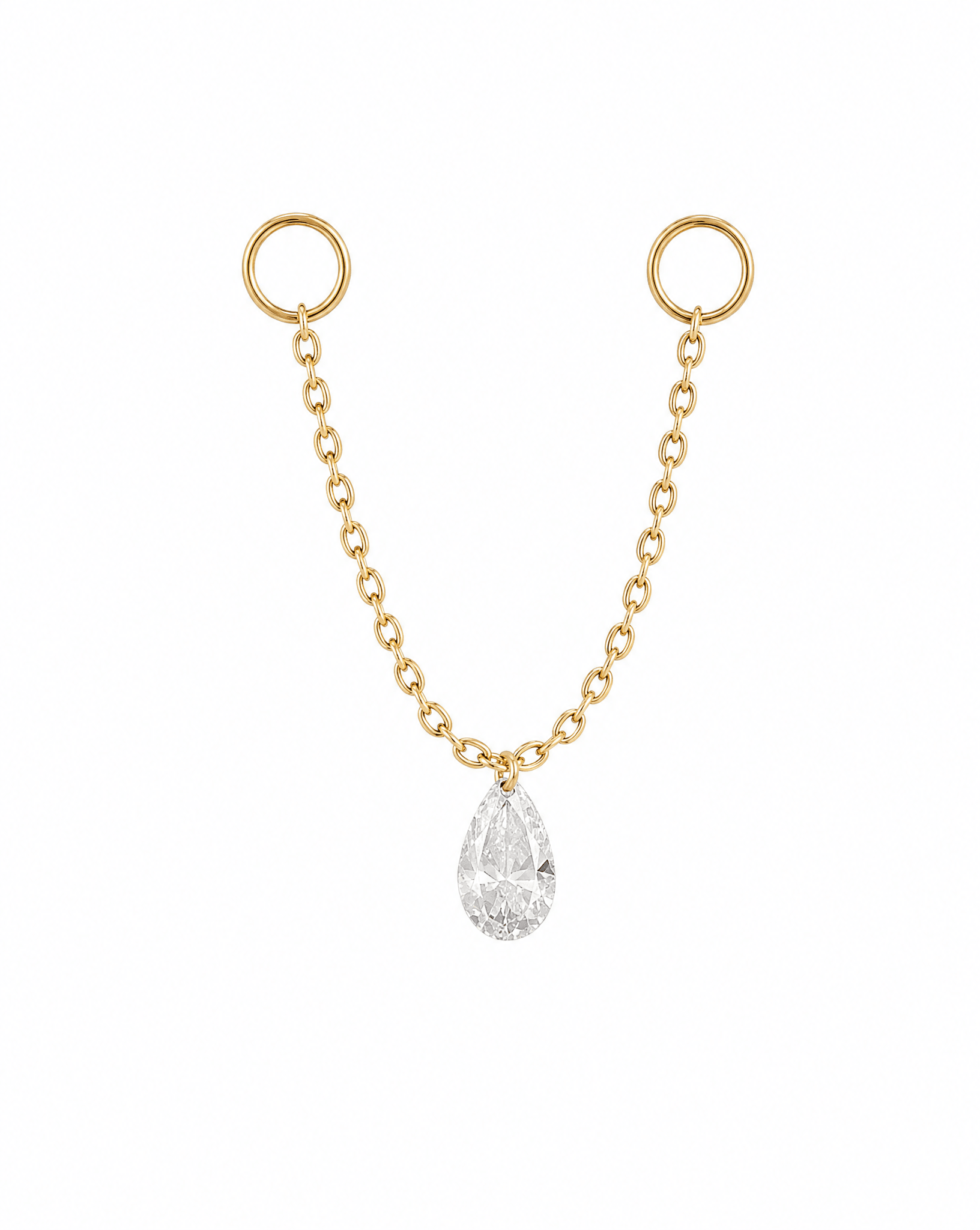 14K Pear Drilled Lab Diamond Connector Charm - Nolita